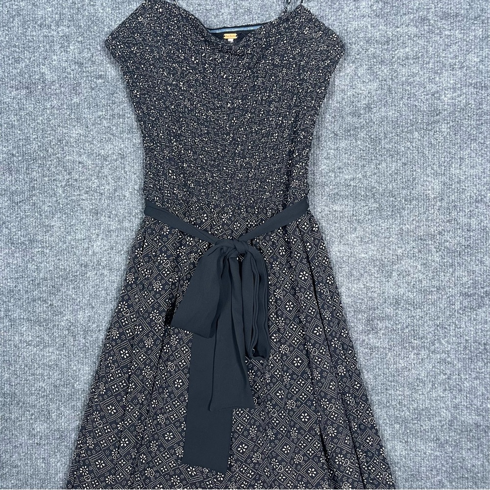 Free People Women’s Small Black Floral Bow Belted Smocked Boho Wide Leg Jumpsuit - Picture 2 of 12